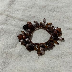 Boho Beaded Bracelet with Brown Accents